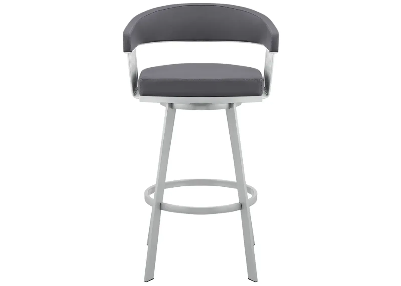 Chelsea 25" Slate Grey Faux Leather and Silver Metal Bar Stool