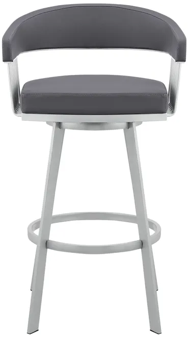 Chelsea 25" Slate Grey Faux Leather and Silver Metal Bar Stool