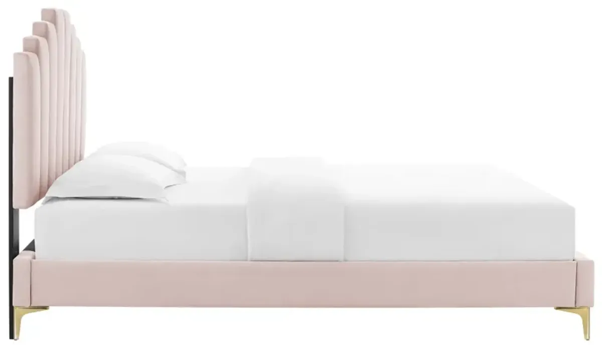 Elise King Performance Velvet Platform Bed