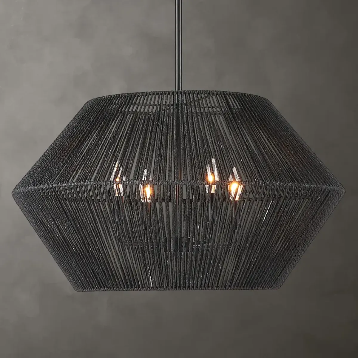 Suva 4 Light Black Rope Pendant