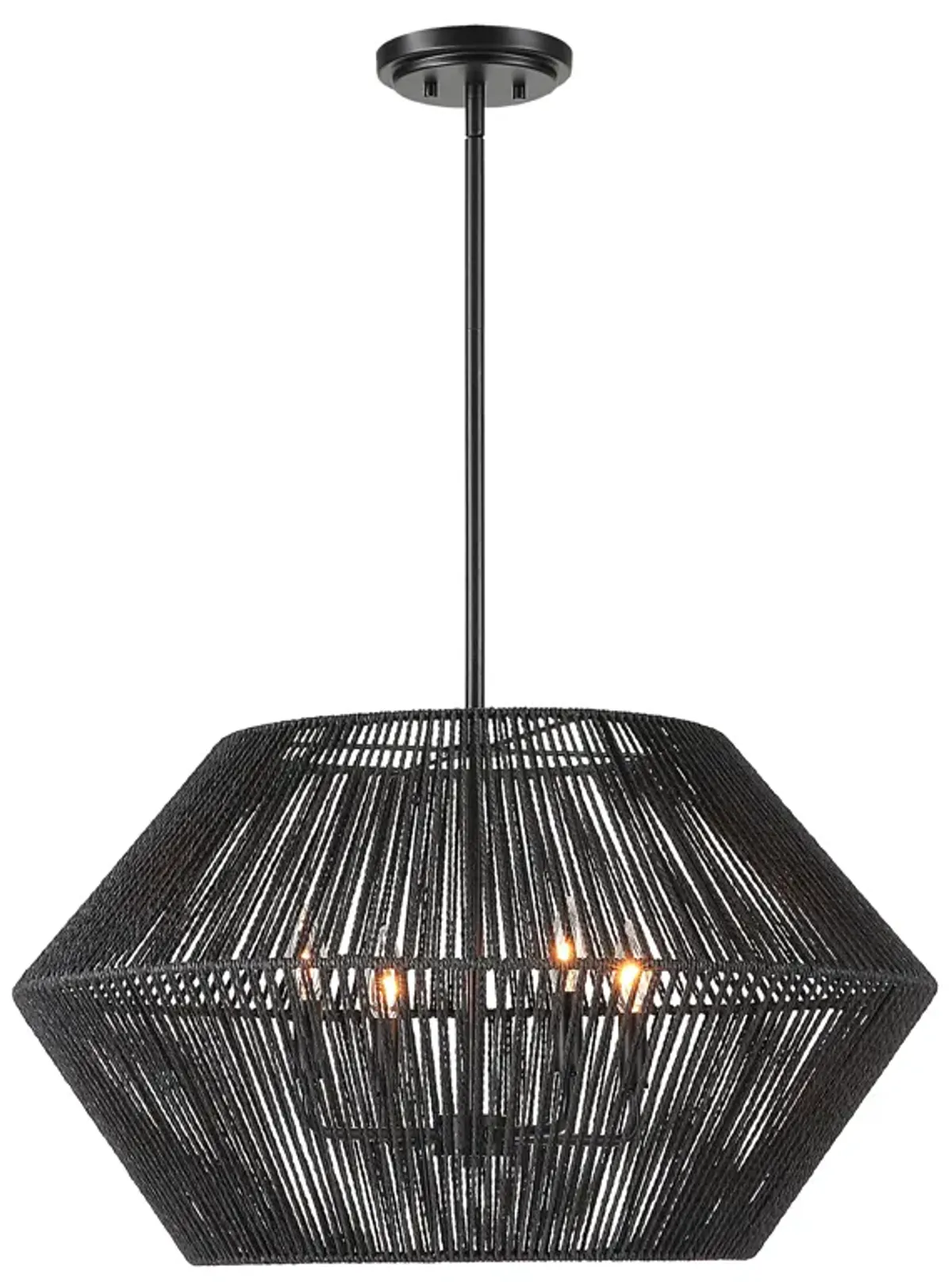 Suva 4 Light Black Rope Pendant