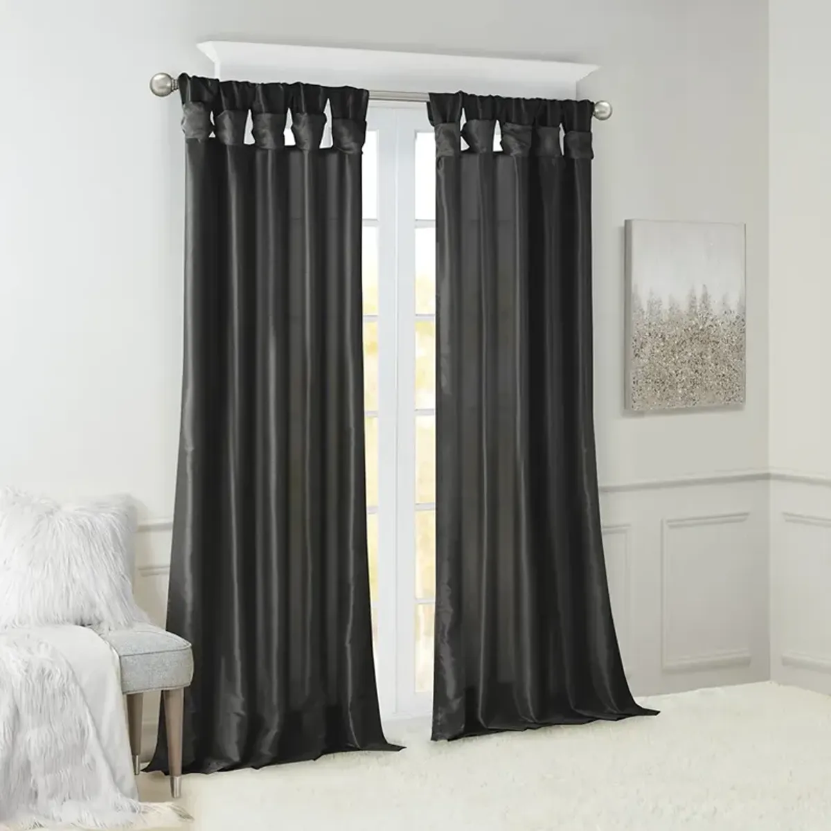 Emilia Twist Tab Lined Window Curtain Panel