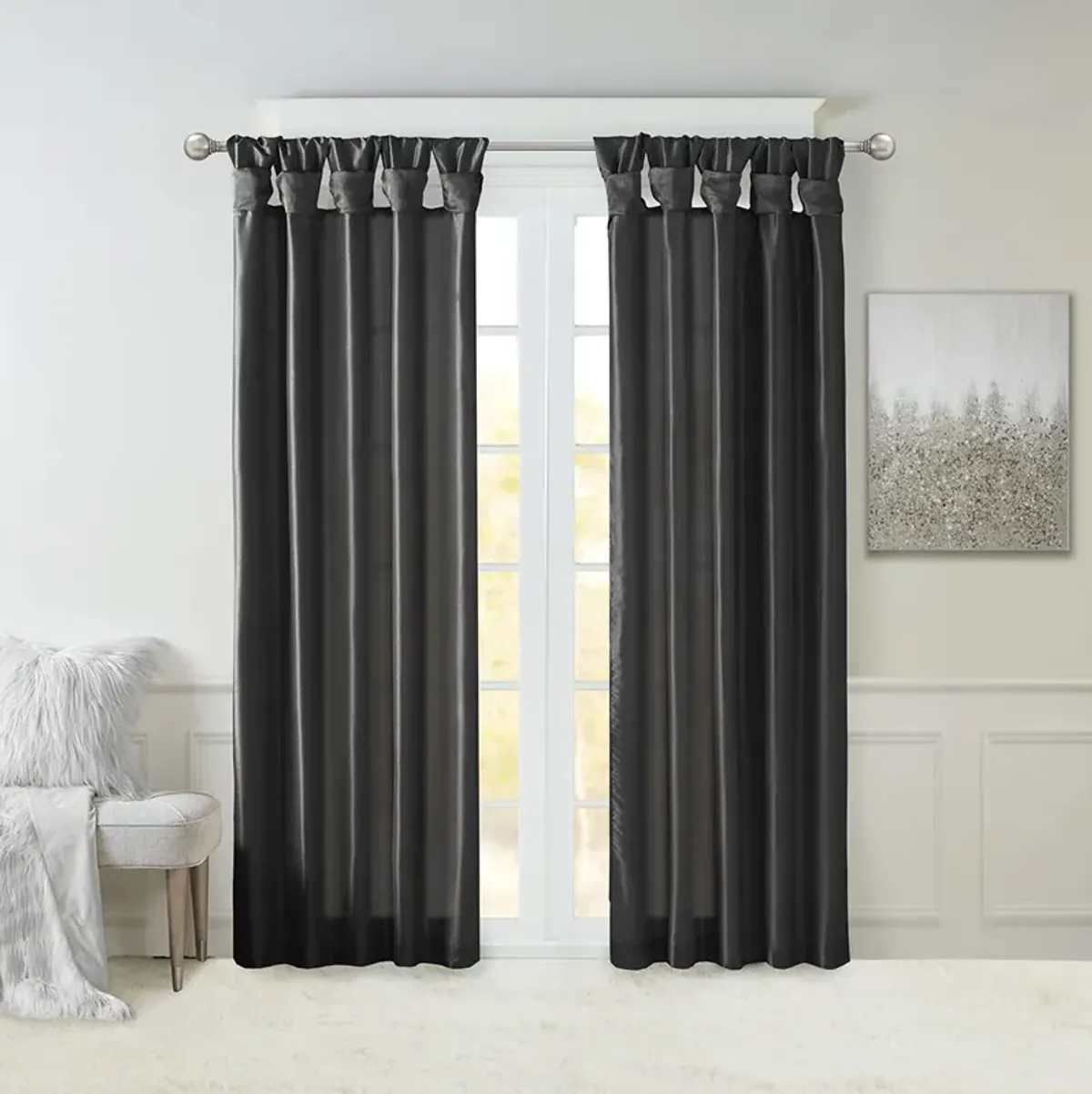 Emilia Twist Tab Lined Window Curtain Panel