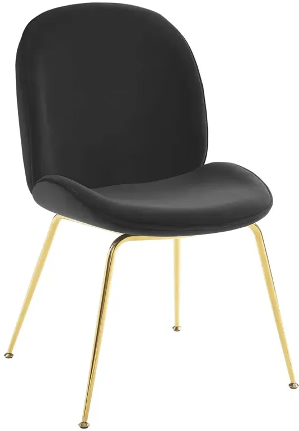 Scoop Gold Stainless Steel Leg Performance Velvet Dining Chair