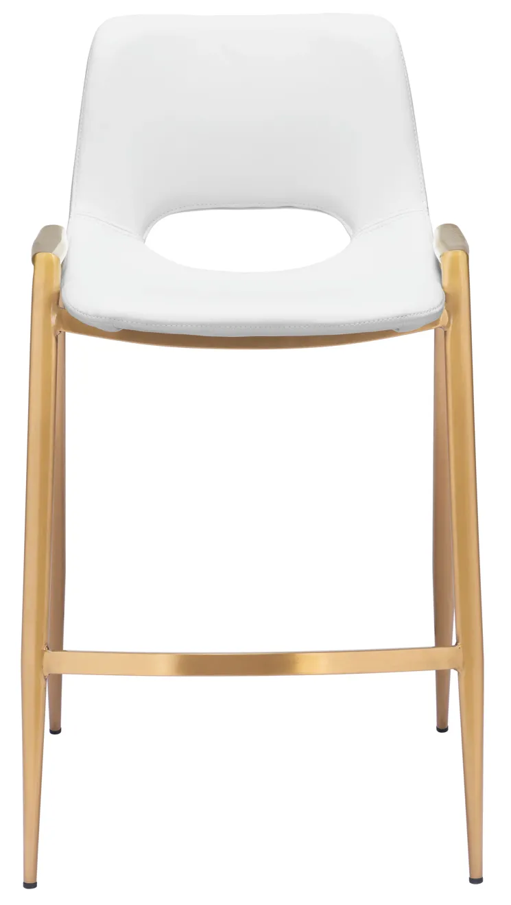 Desi Counter Stool (Set of 2) White & Gold