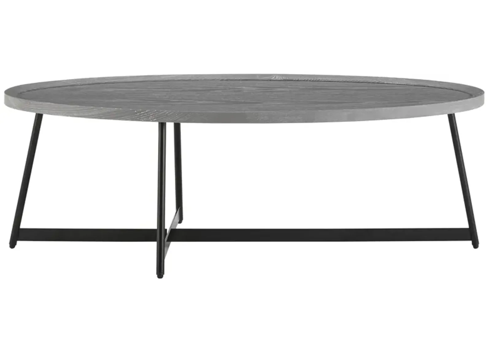 Niklaus 47" Oval Coffee Table in Gray with Black Base