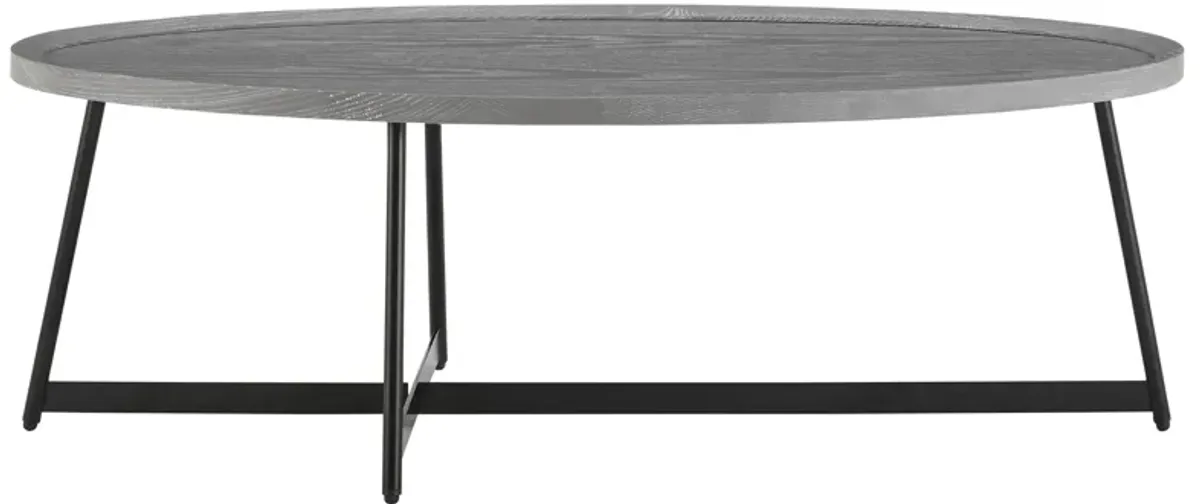 Niklaus 47" Oval Coffee Table in Gray with Black Base