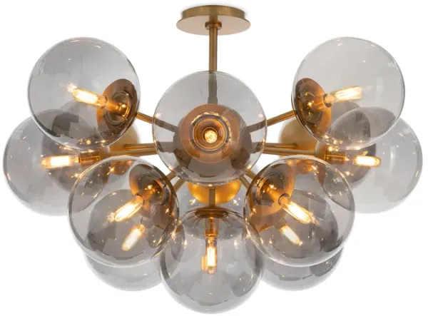 Shine Flush Mount (Natural Brass with Smoke Glass)