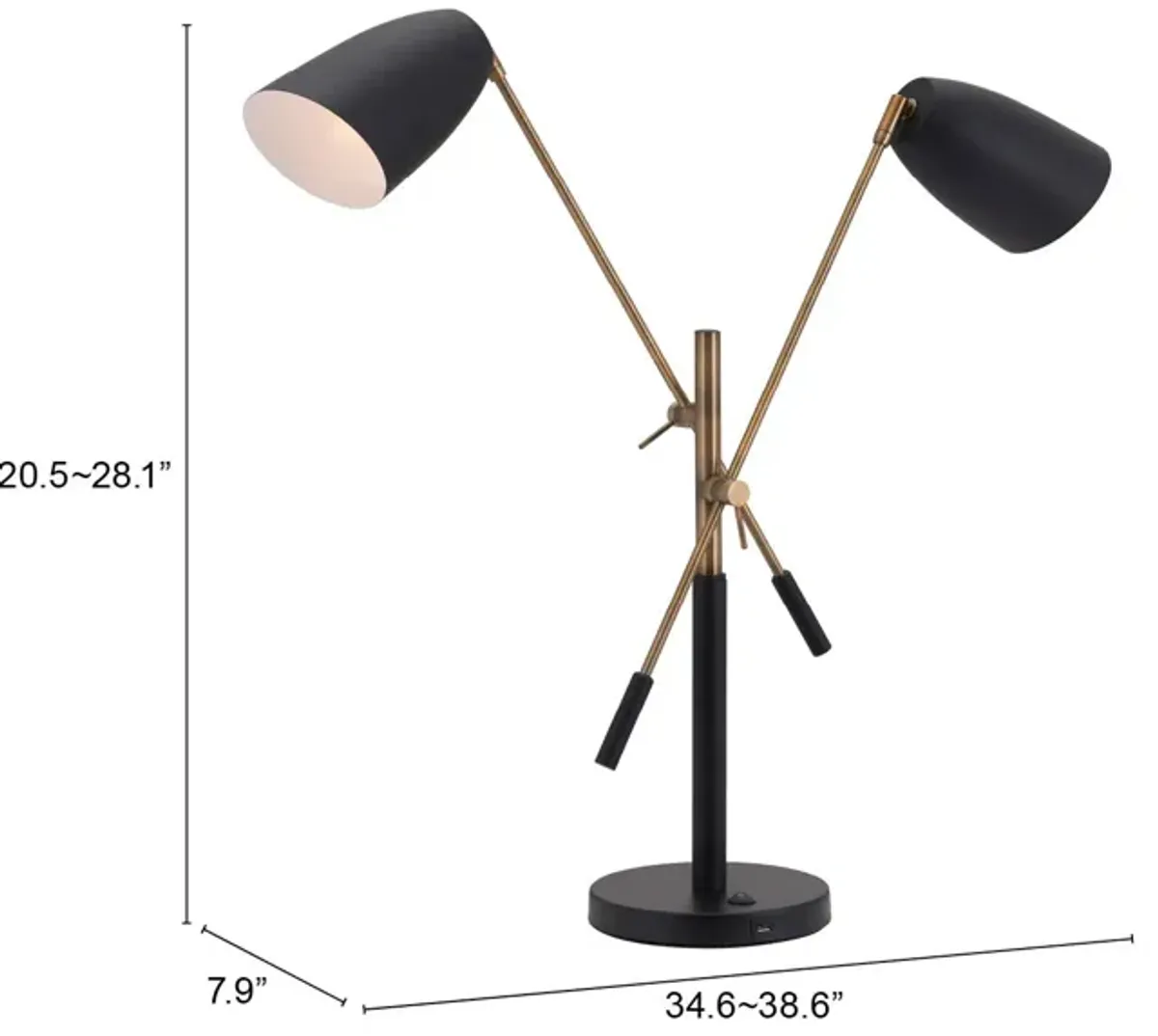 Tanner Table Lamp Black & Brass