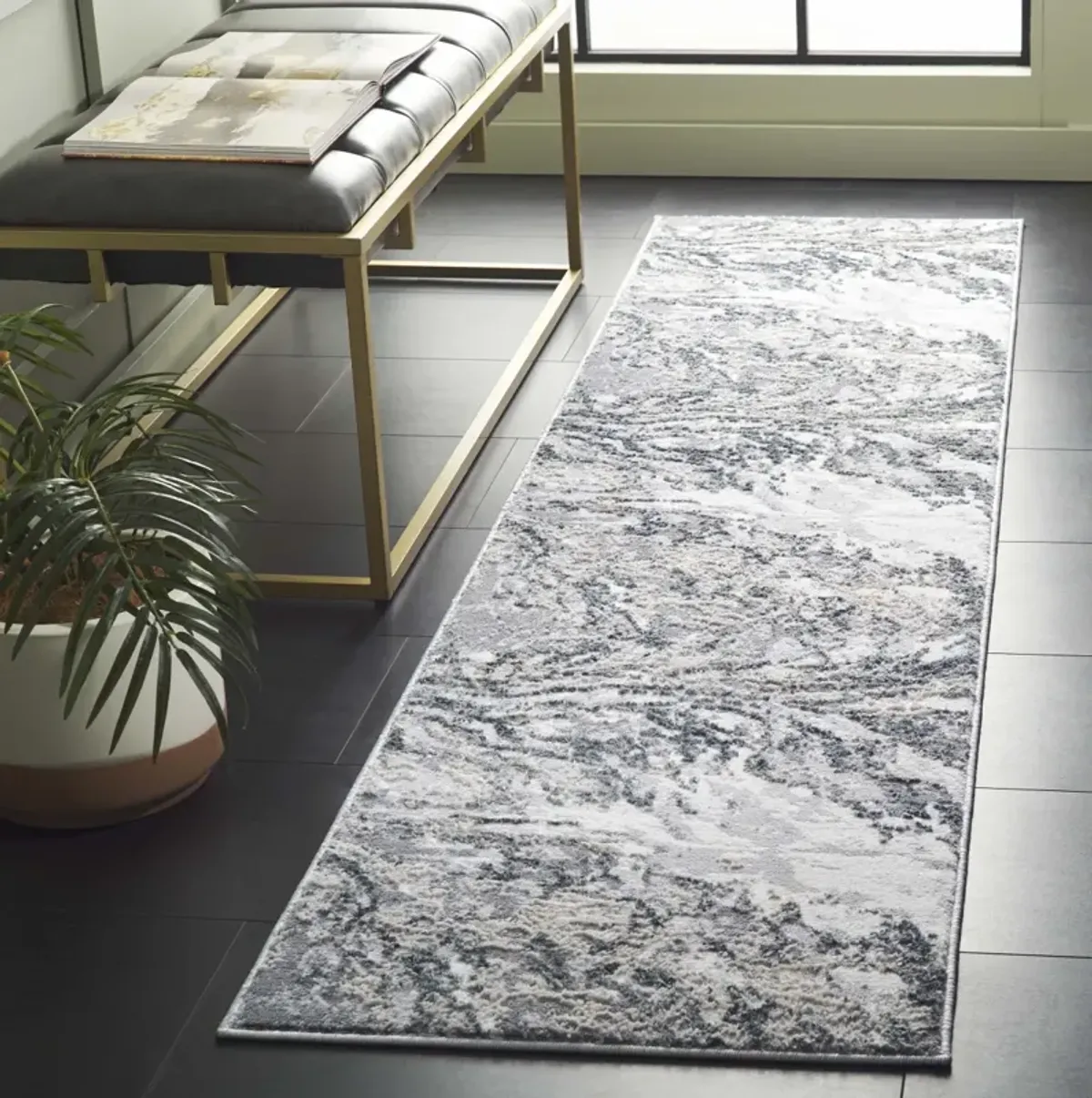 ALENIA 105 GREY  2' x 8' Runner Rug