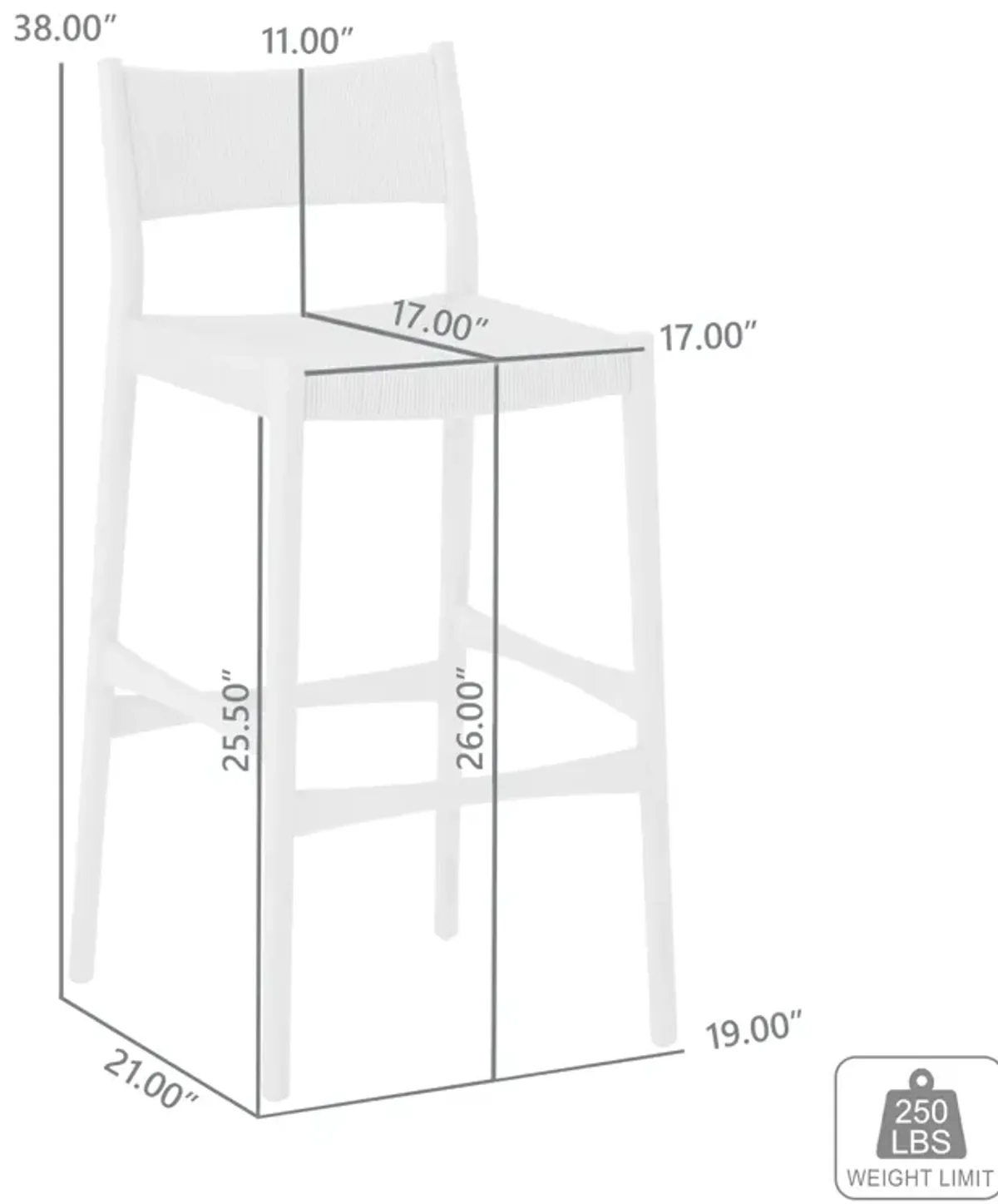 Erie Woven Paper Cord and Oak Wood Counter Stool