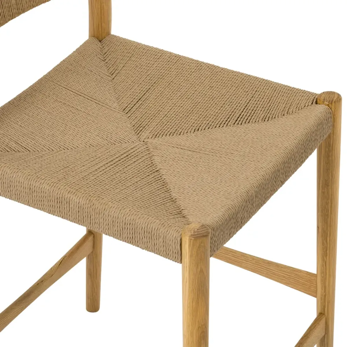 Erie Woven Paper Cord and Oak Wood Counter Stool