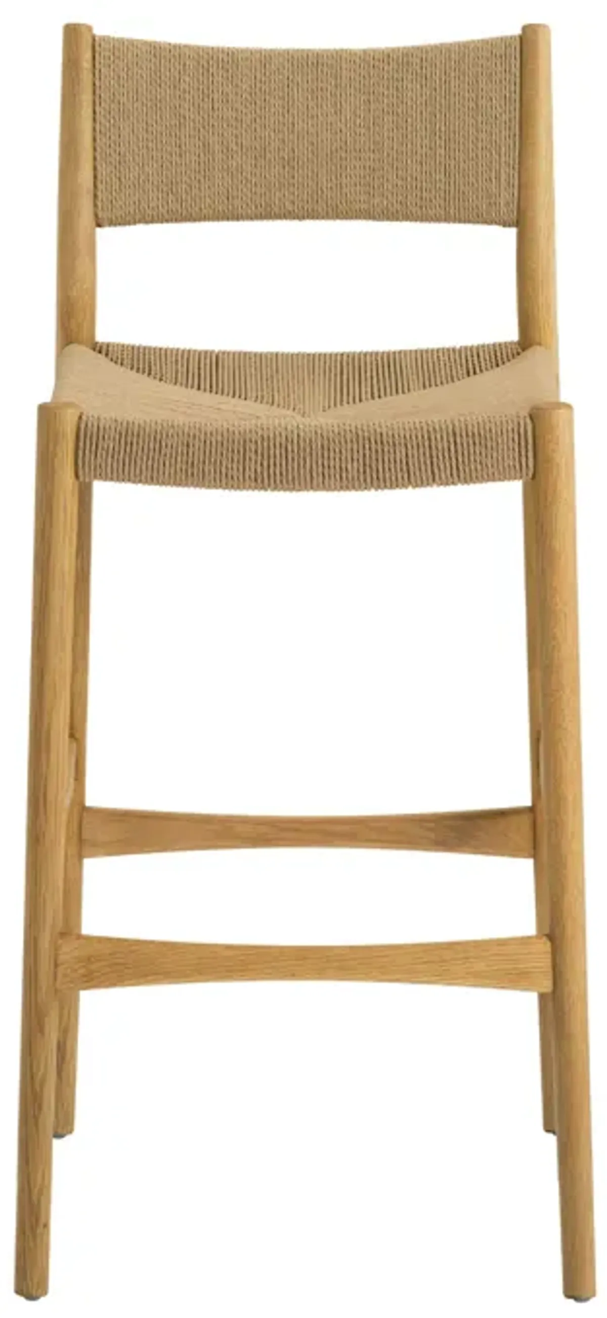 Erie Woven Paper Cord and Oak Wood Counter Stool