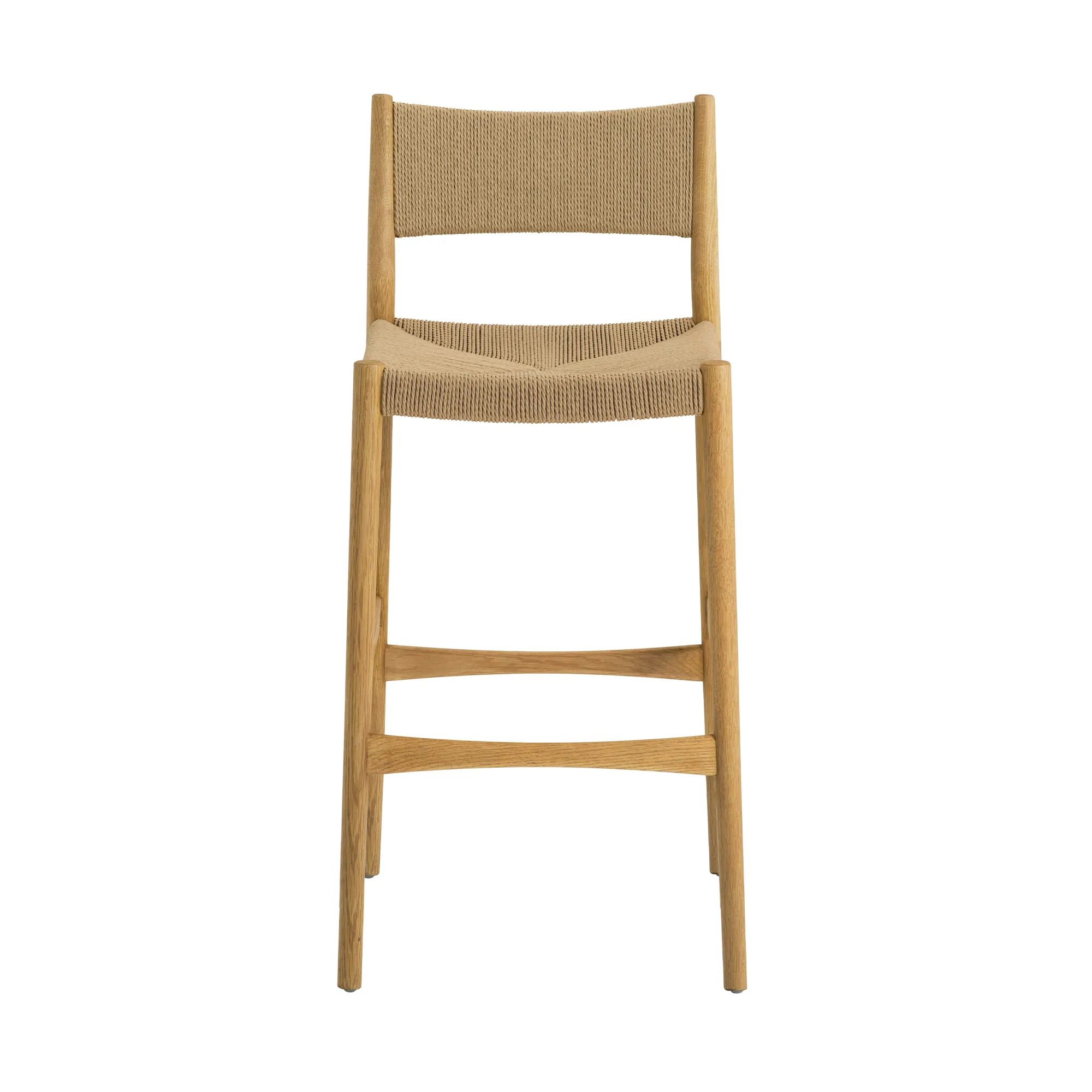 Erie Woven Paper Cord and Oak Wood Counter Stool