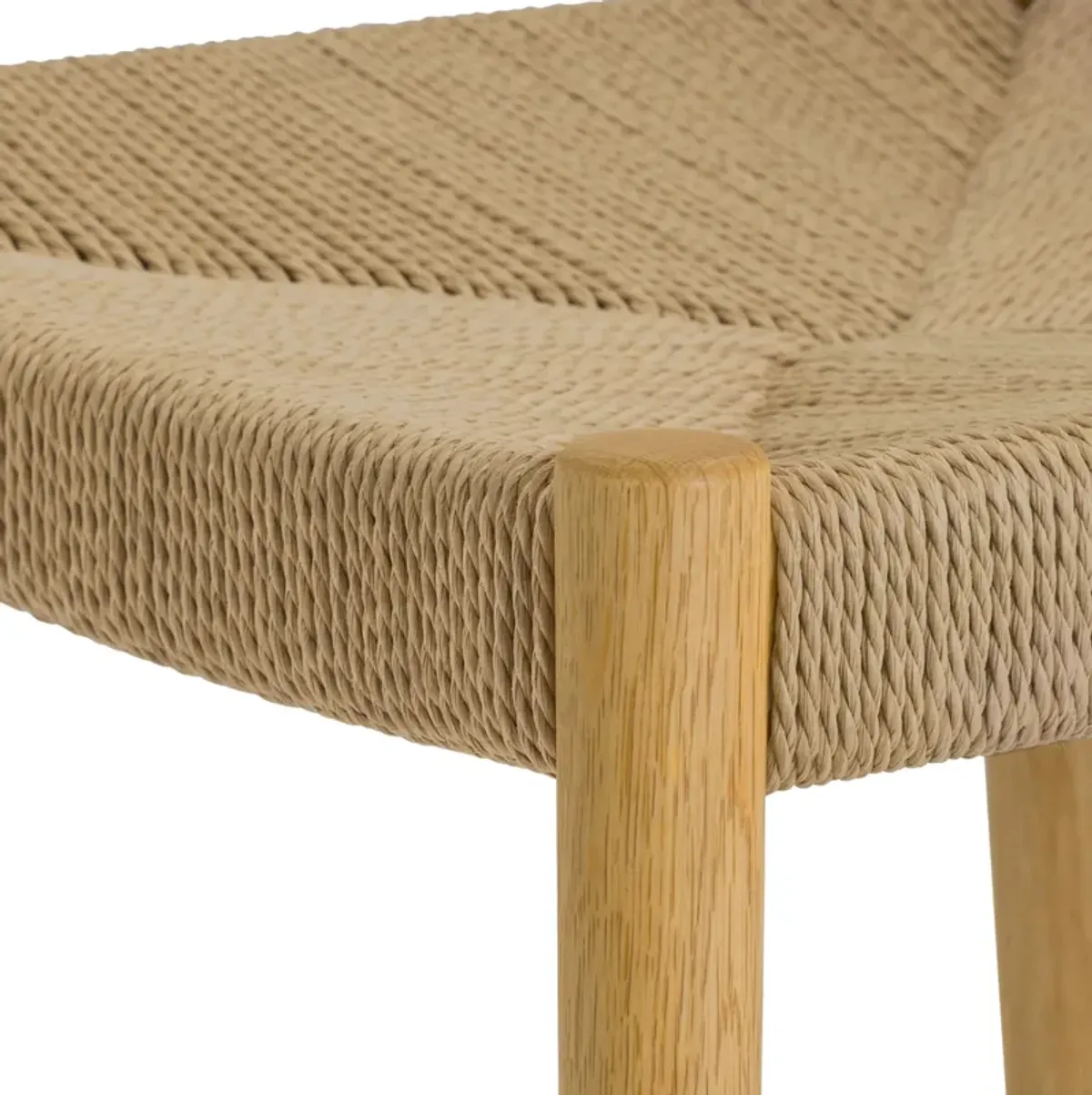 Erie Woven Paper Cord and Oak Wood Counter Stool