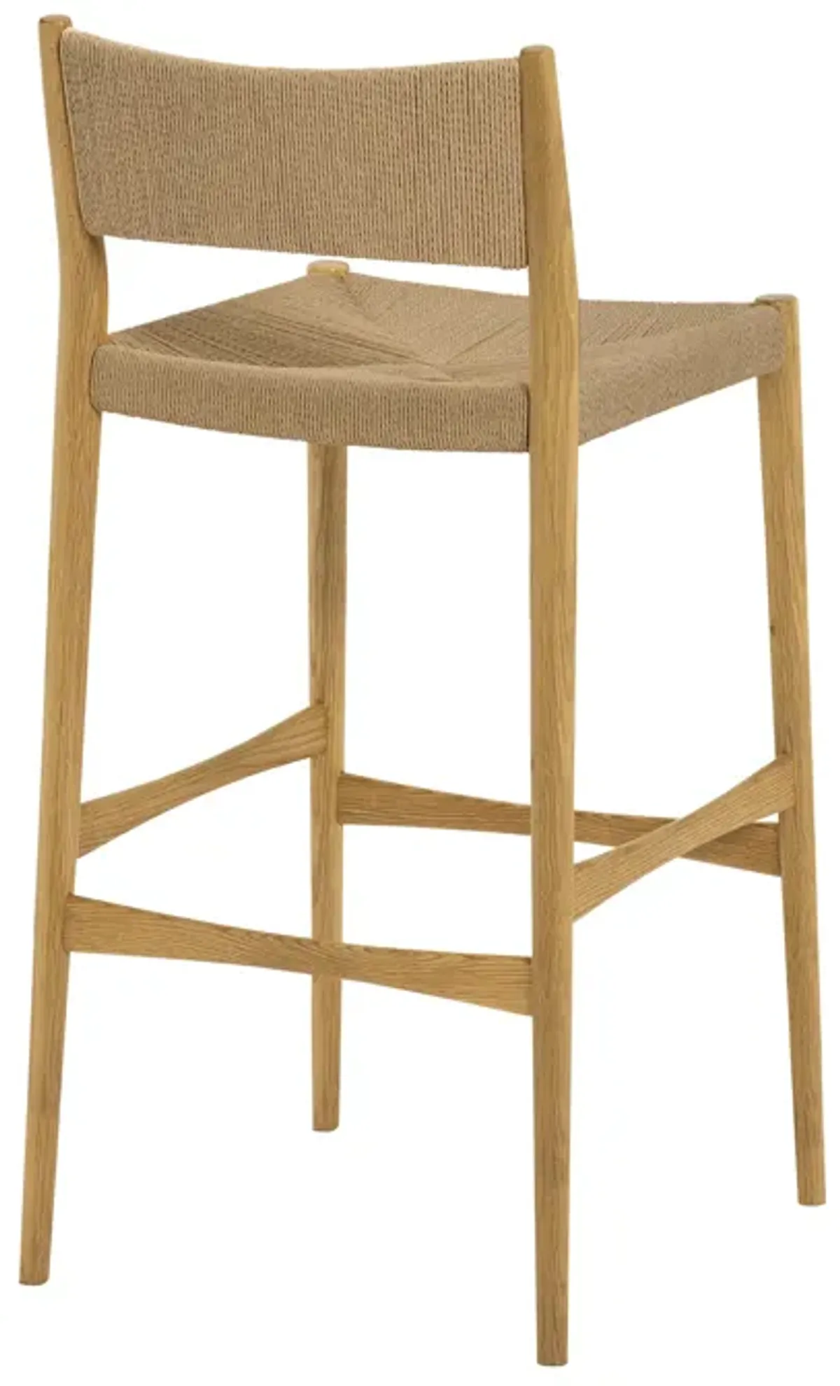 Erie Woven Paper Cord and Oak Wood Counter Stool