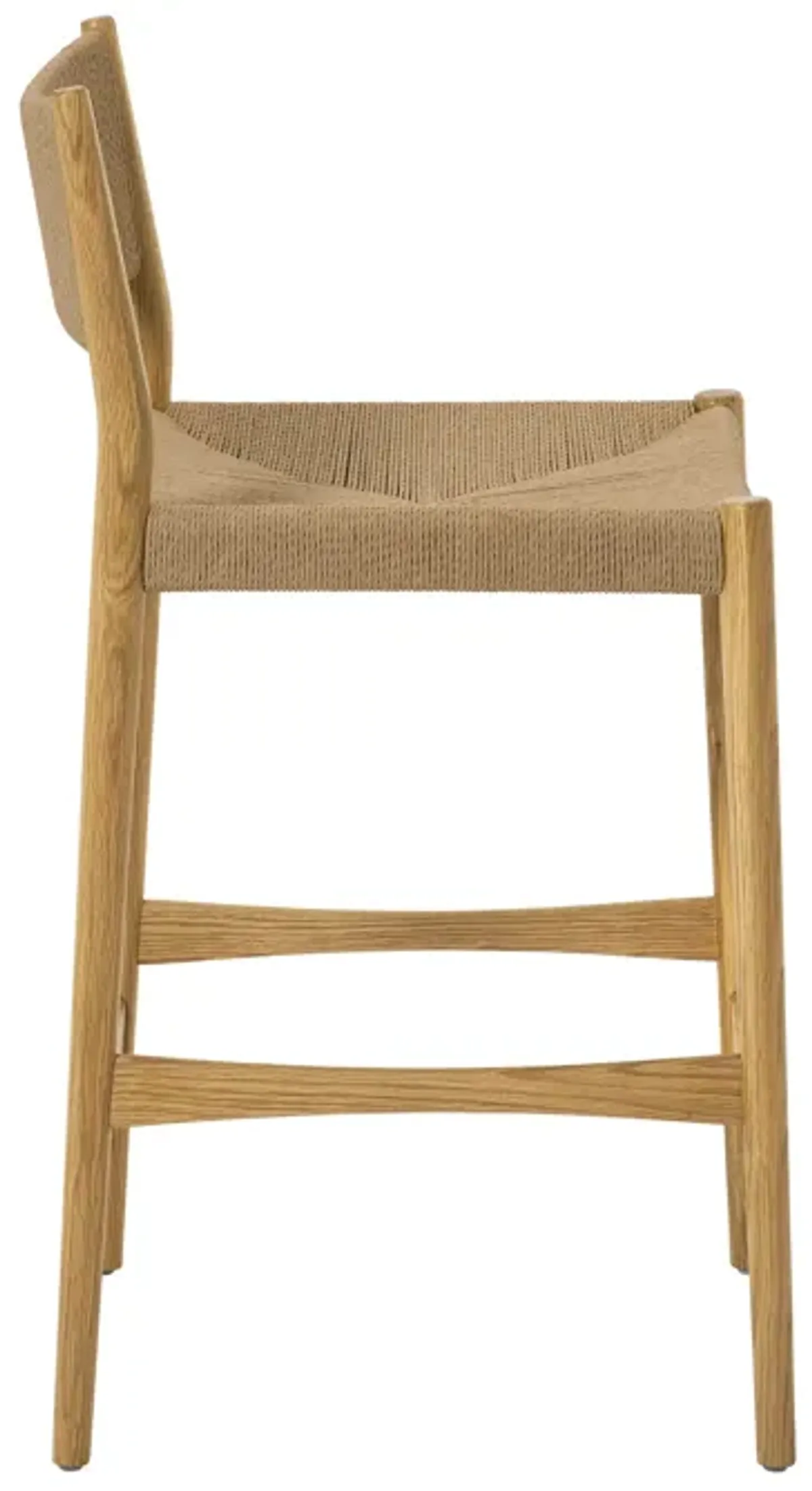 Erie Woven Paper Cord and Oak Wood Counter Stool