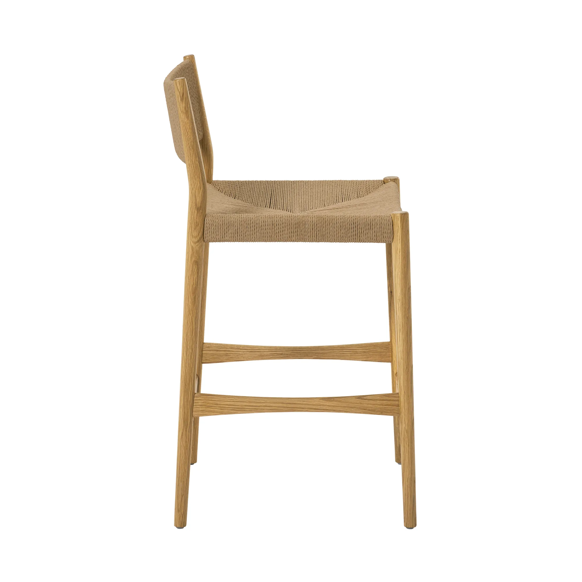 Erie Woven Paper Cord and Oak Wood Counter Stool