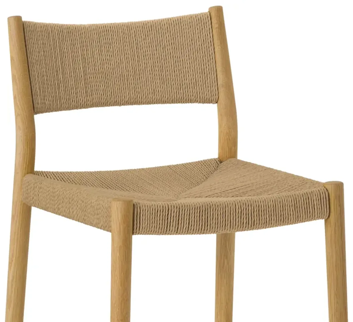 Erie Woven Paper Cord and Oak Wood Counter Stool