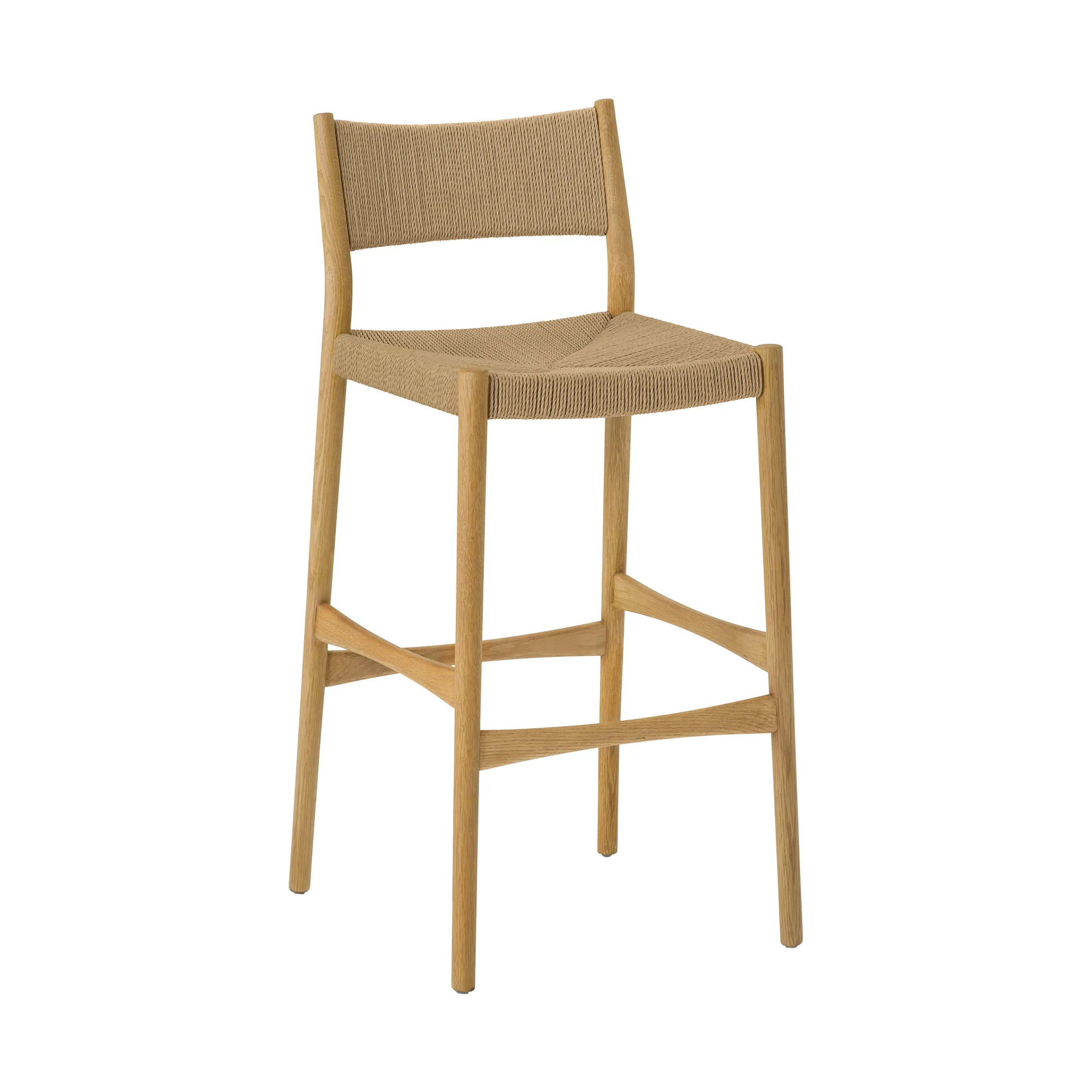 Erie Woven Paper Cord and Oak Wood Counter Stool