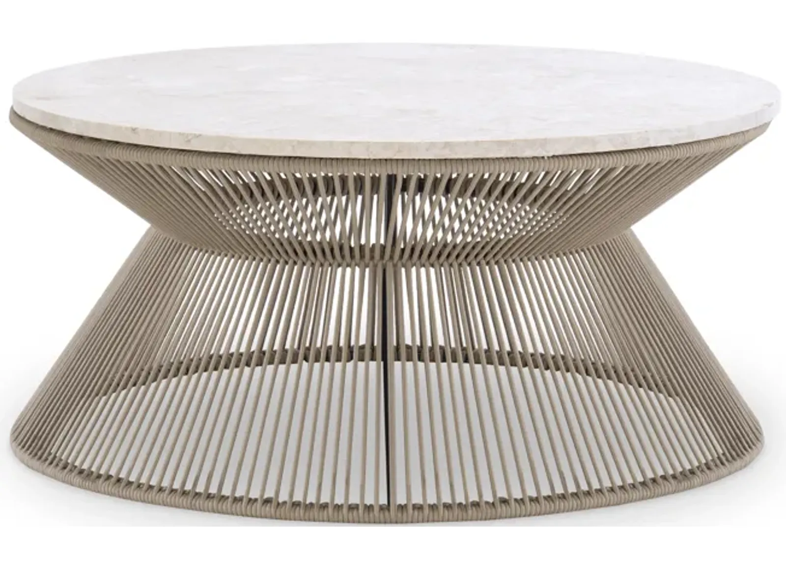 Biscayne Rope Cocktail Table W Travertine Top