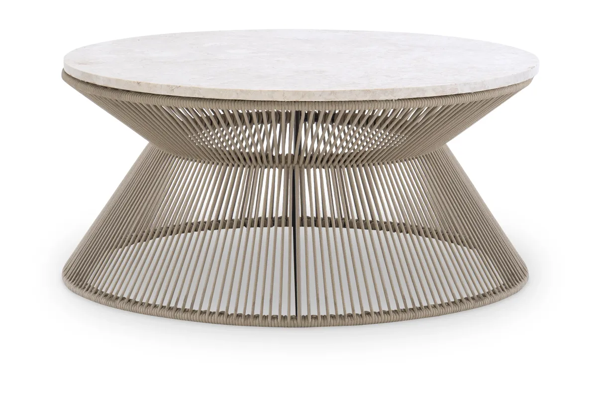 Biscayne Rope Cocktail Table W Travertine Top