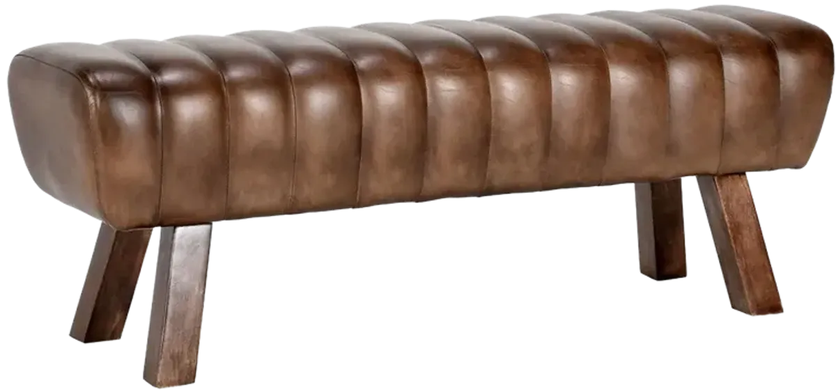 Florian 50" Leather Bench in Brown