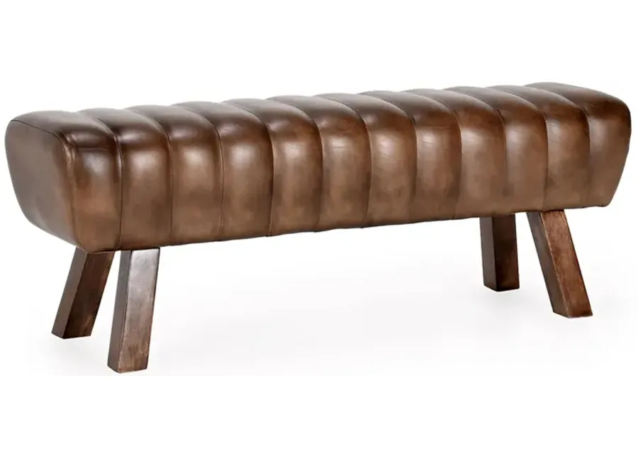 Florian 50" Leather Bench in Brown