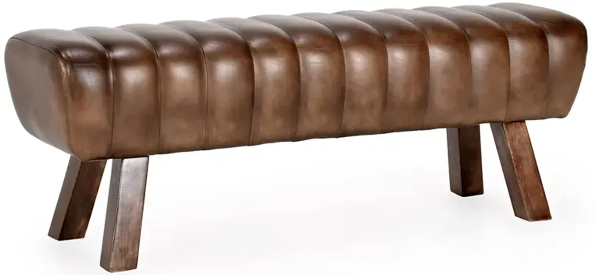 Florian 50" Leather Bench in Brown