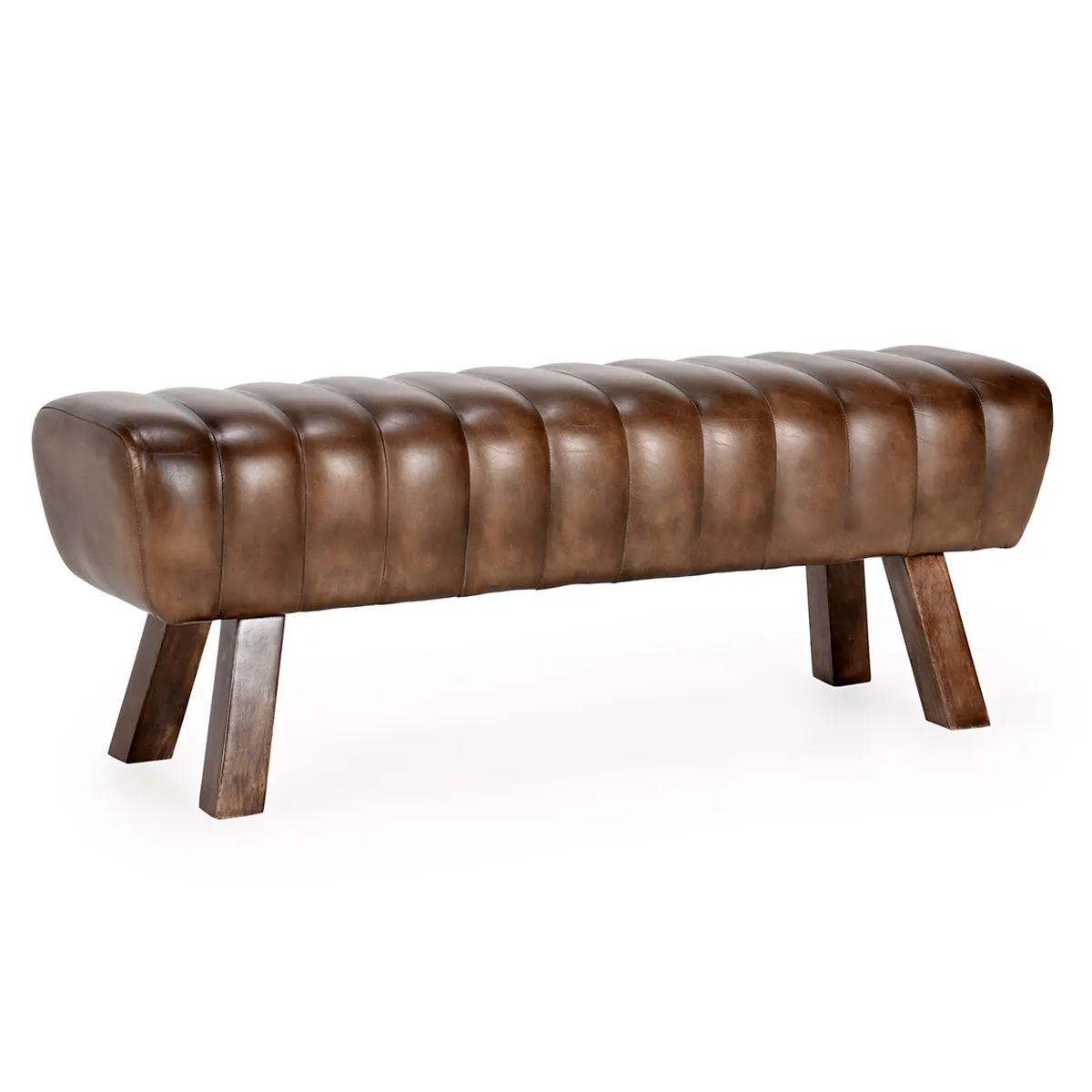 Florian 50" Leather Bench in Brown