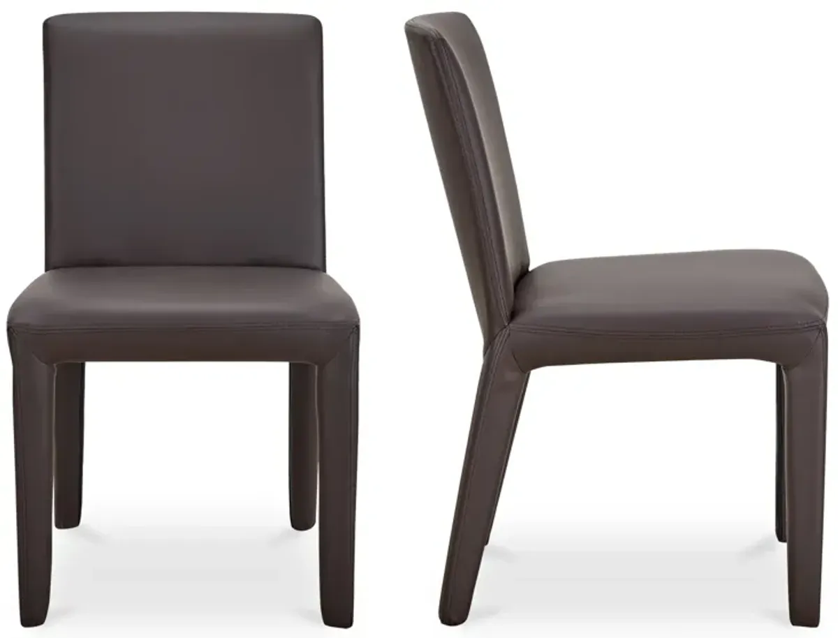 Monte Dining Chair Dark Brown Vegan Leather - Set Of Two