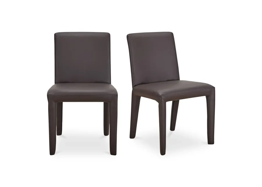 Monte Dining Chair Dark Brown Vegan Leather - Set Of Two