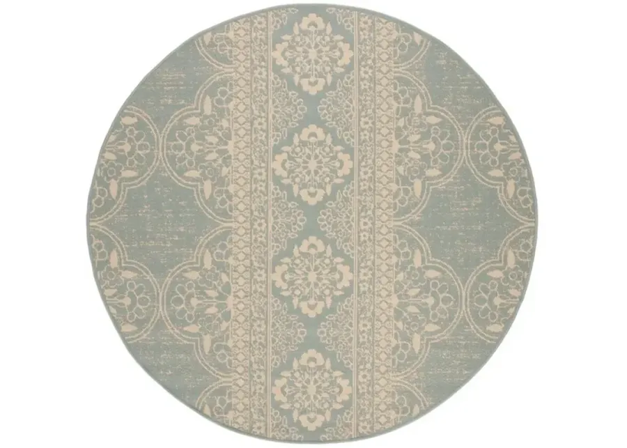 BEACH HOUSE Collection BHS174L-6R Cream / Aqua 6'-7" X 6'-7" Round