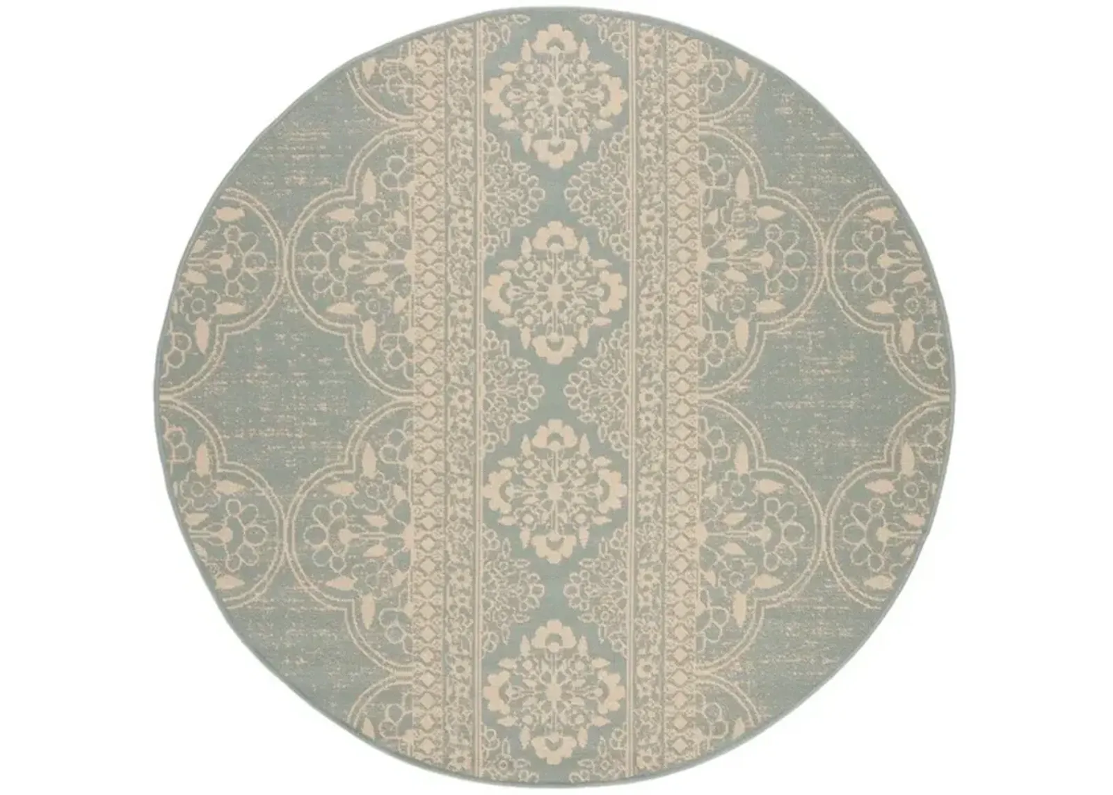 BEACH HOUSE Collection BHS174L-6R Cream / Aqua 6'-7" X 6'-7" Round