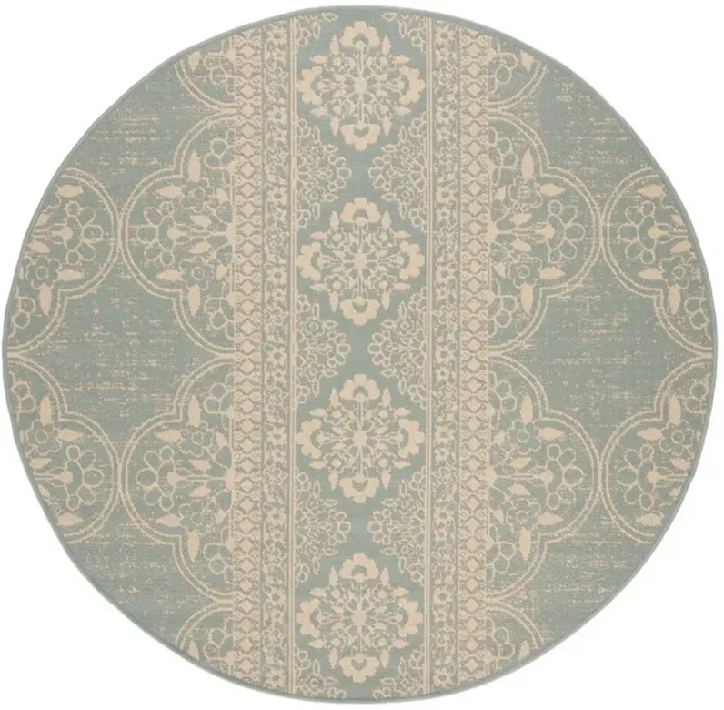 BEACH HOUSE Collection BHS174L-6R Cream / Aqua 6'-7" X 6'-7" Round