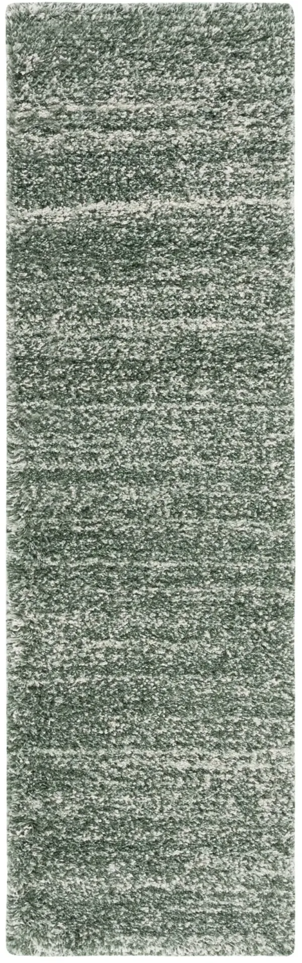 HUDSON SHAG 295 GREEN  2'-3' x 6' Runner Rug
