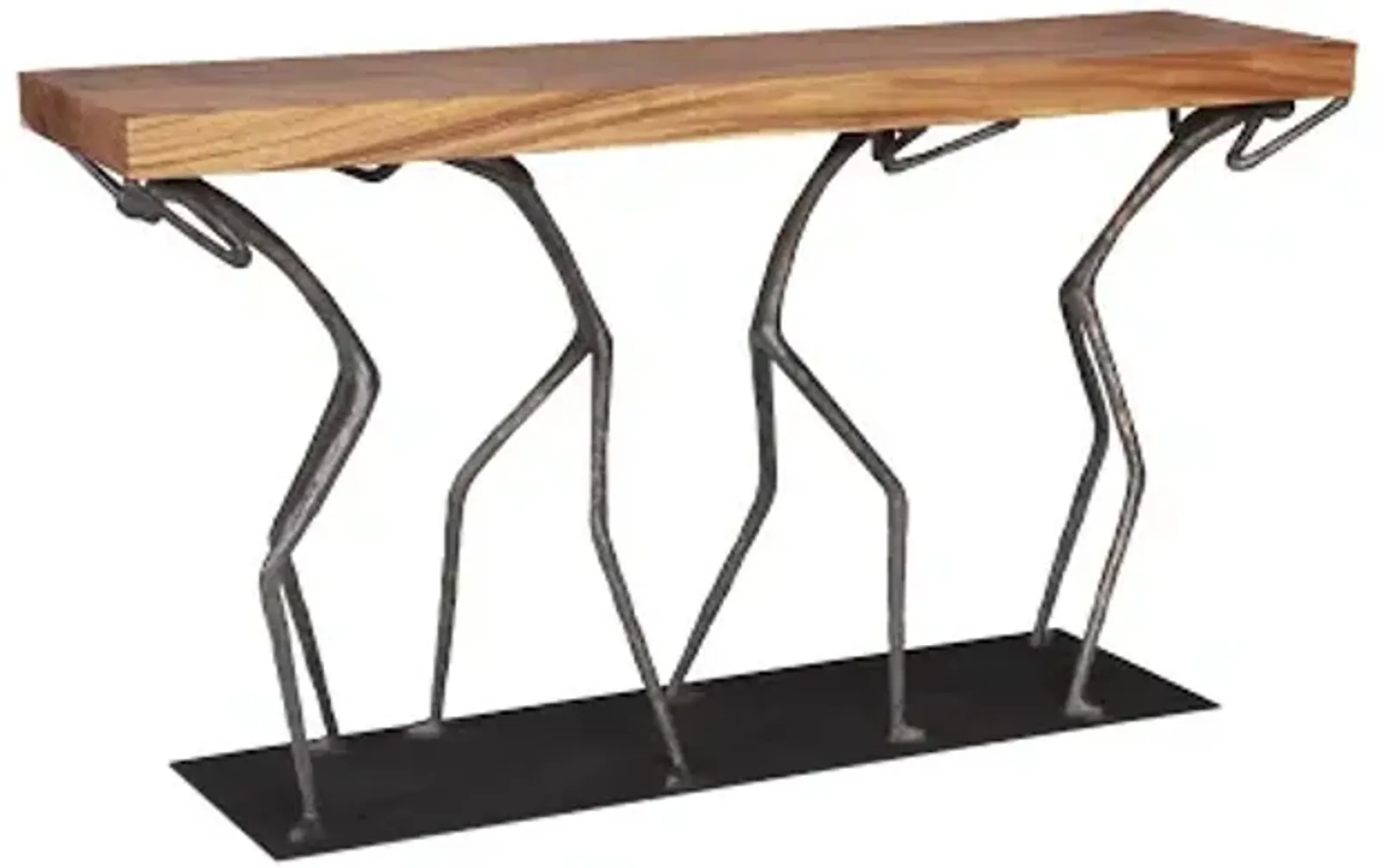 atlas console table, chamcha wood, natural, metal