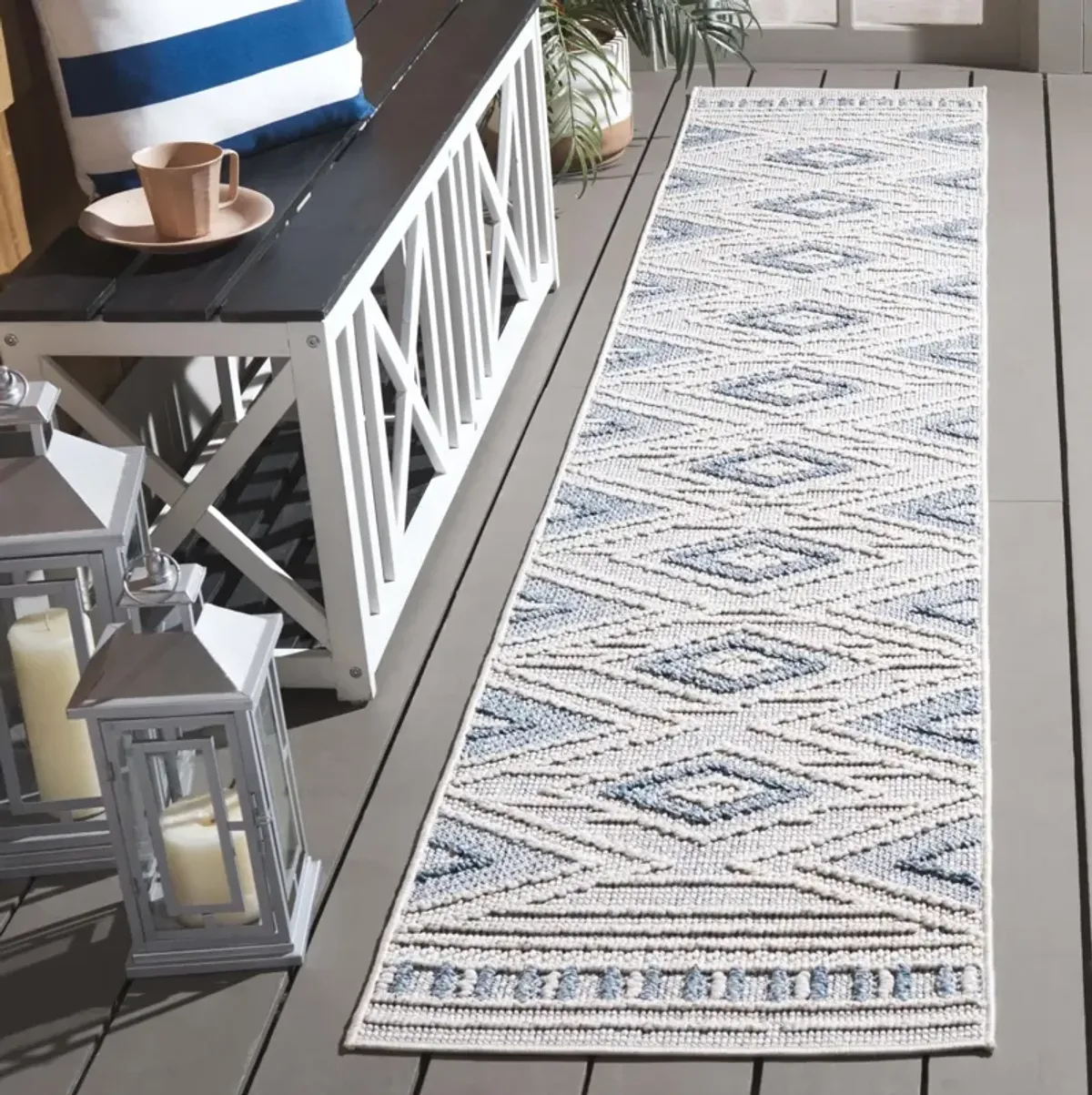 SANTORINI 104 BLUE  2' x 10' Runner Rug