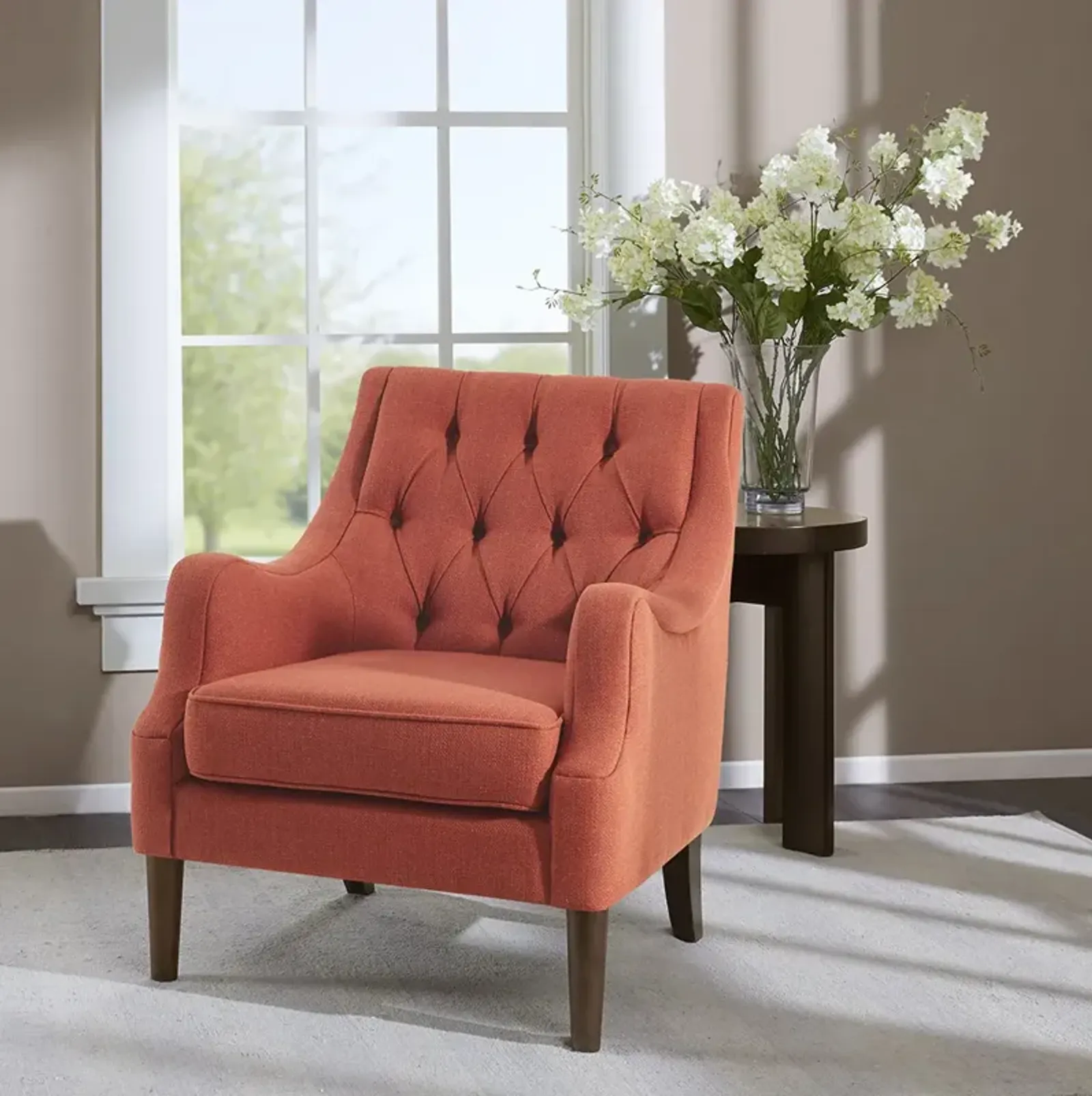 Madison Park Qwen Spice Button Tufted Accent Chair