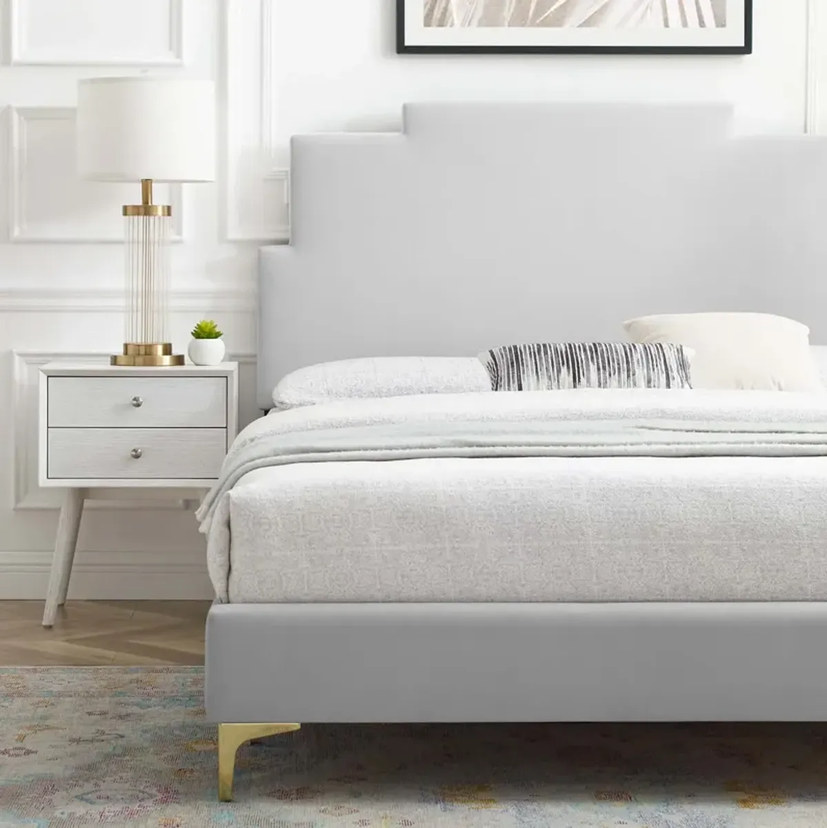 Lindsey Performance Velvet Twin Platform Bed