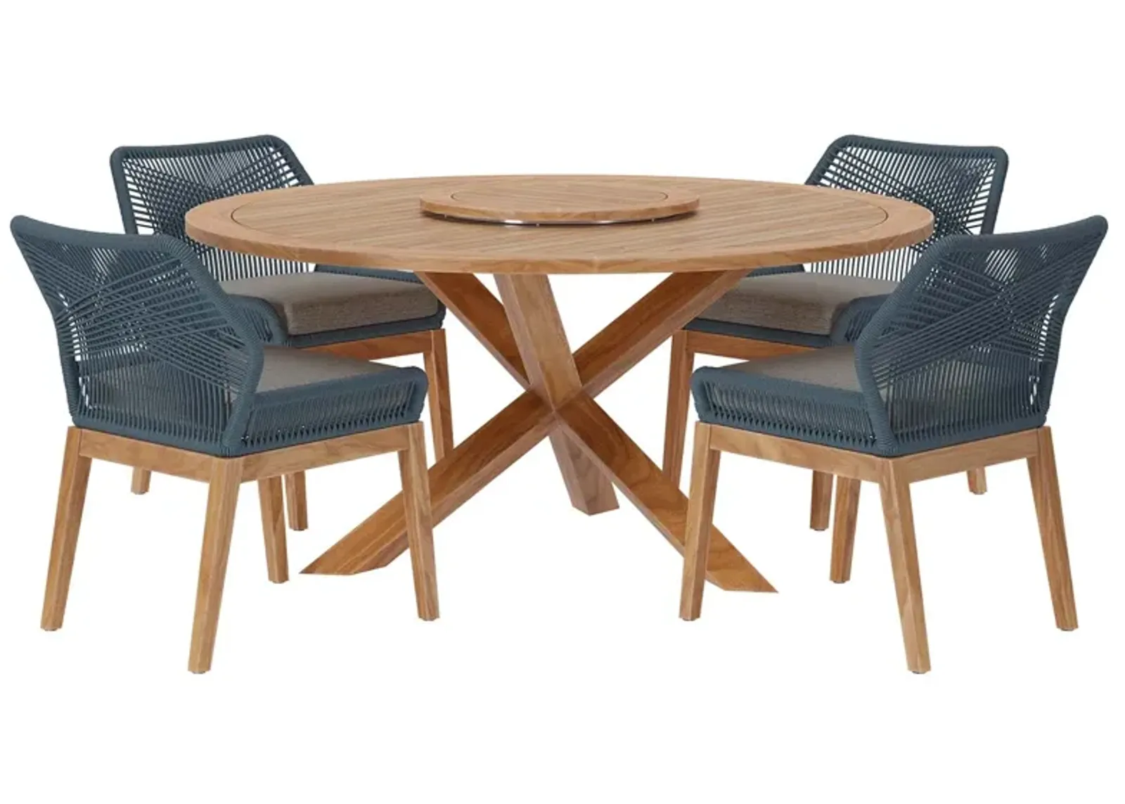 Wellspring 5-Piece Outdoor Patio Teak Wood Dining Set