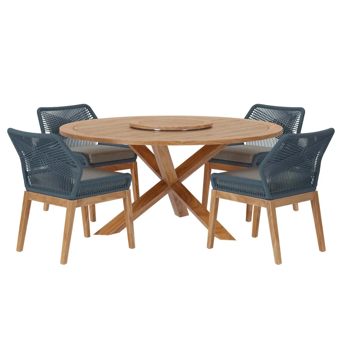 Wellspring 5-Piece Outdoor Patio Teak Wood Dining Set