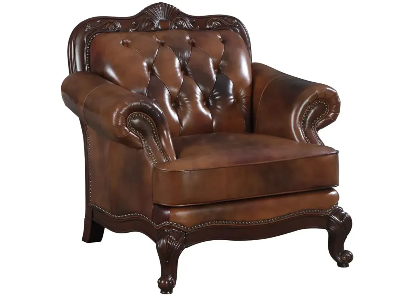 Victoria Rolled Arm Chair Tri-tone and Brown