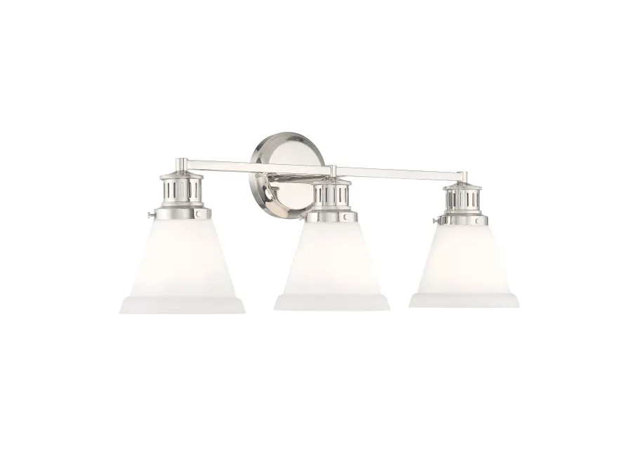 Alden Bath Light - Polished Nickel, Matte Opal