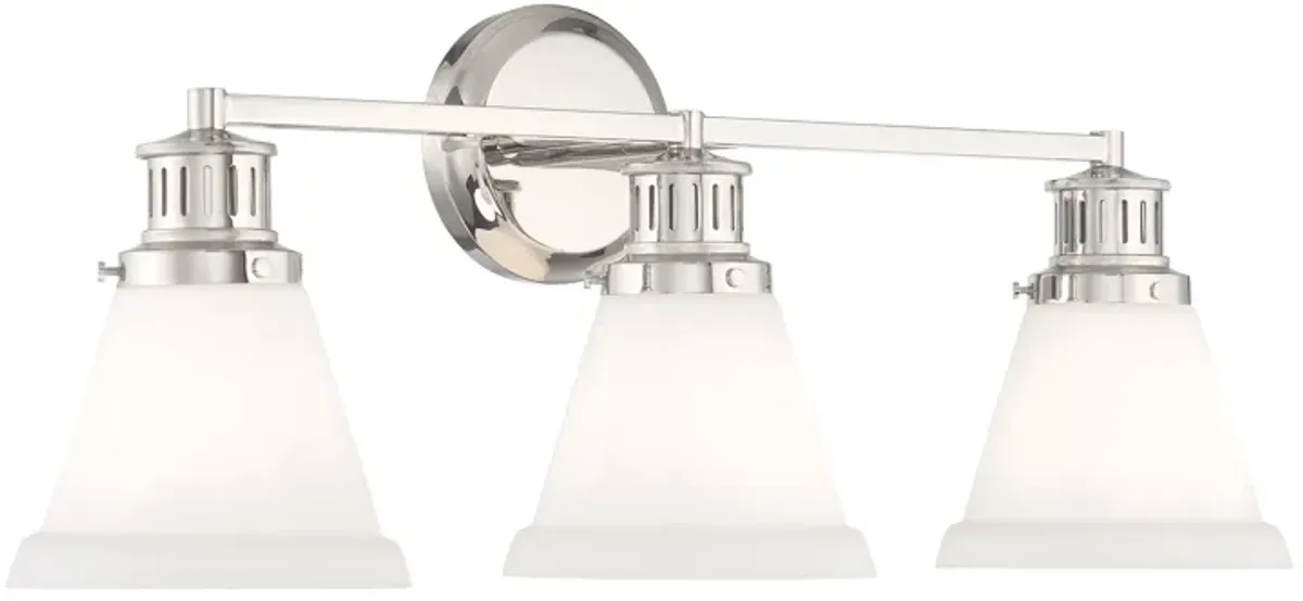 Alden Bath Light - Polished Nickel, Matte Opal