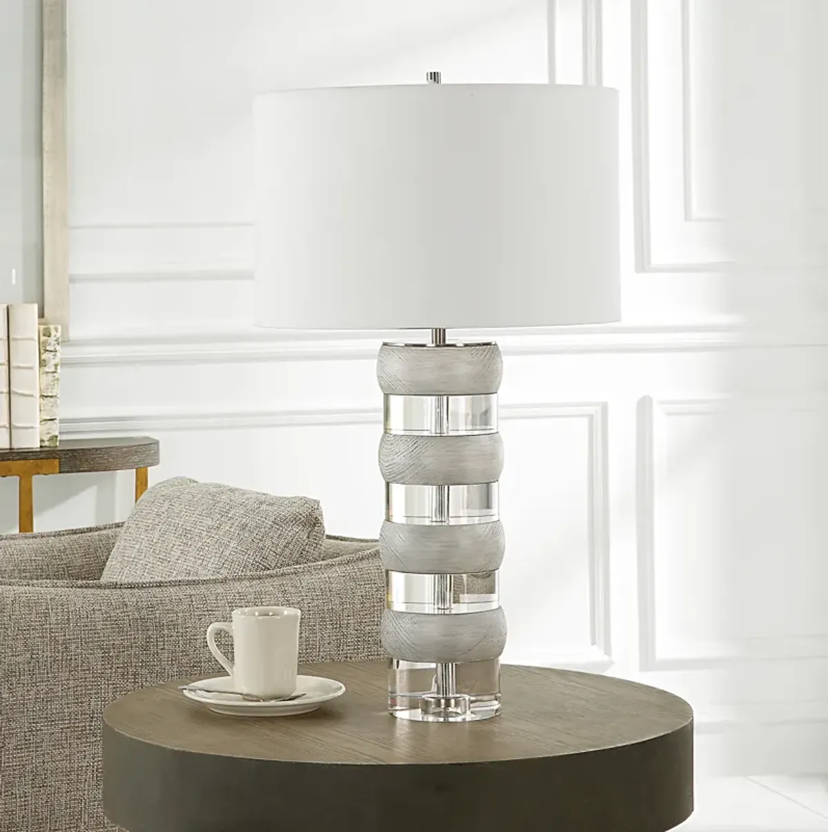 Band Together Crystal & Wood Table Lamp