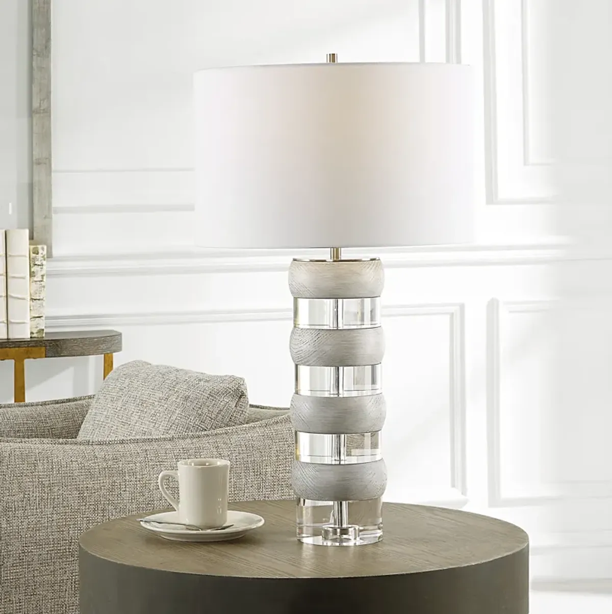 Band Together Crystal & Wood Table Lamp