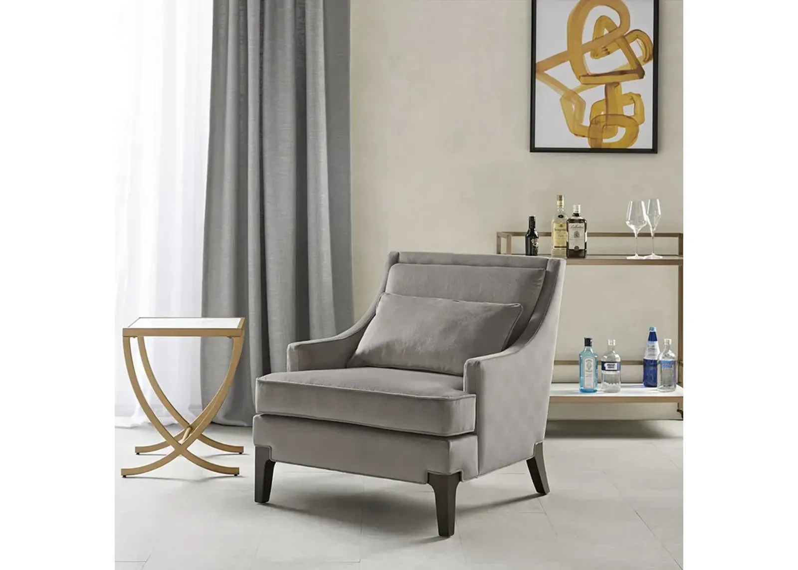 Martha Stewart Anna Light Grey Arm Accent Chair