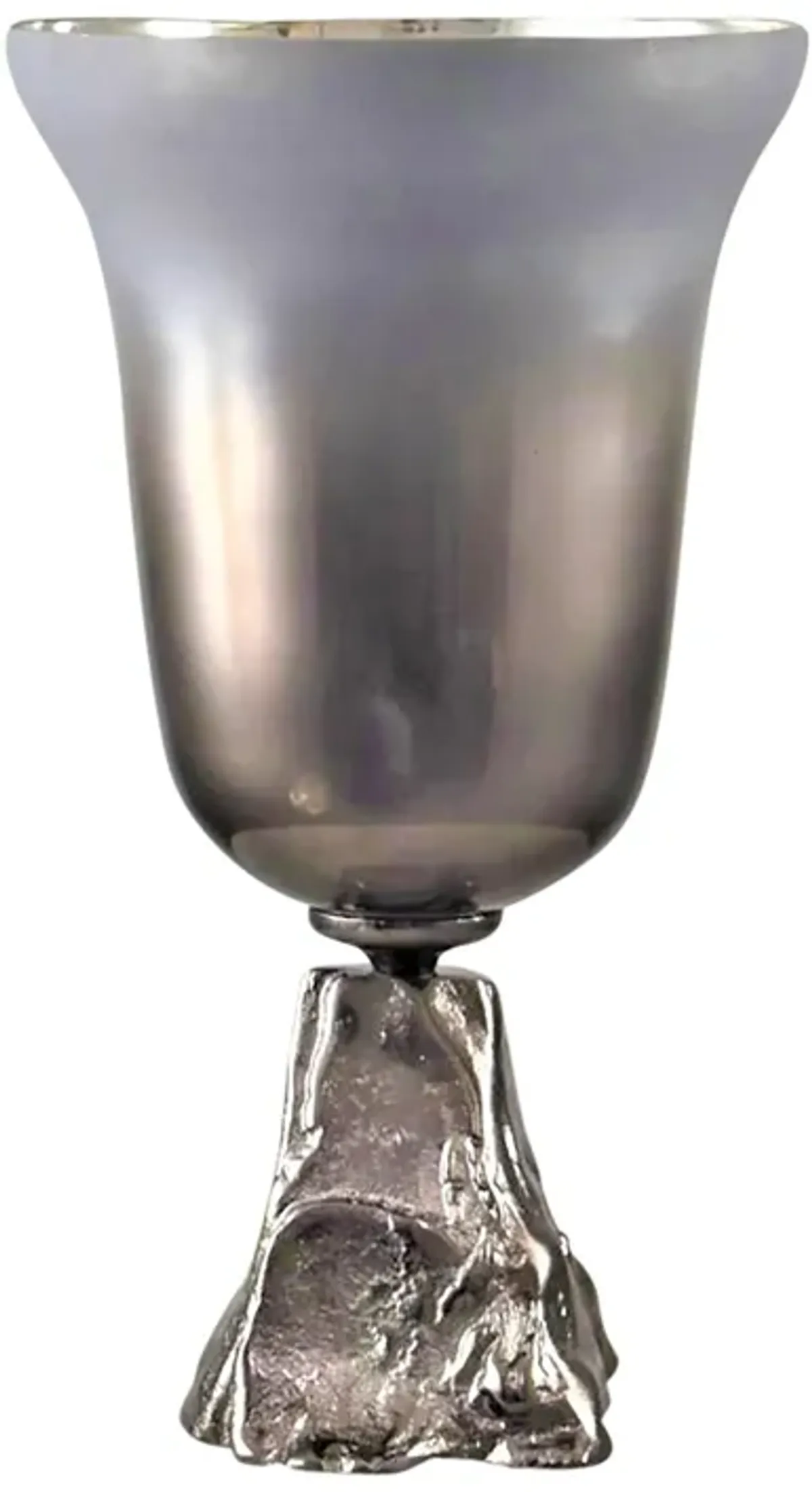 Glass, 18" 2-tone Chalice Vase, Metallic Kd