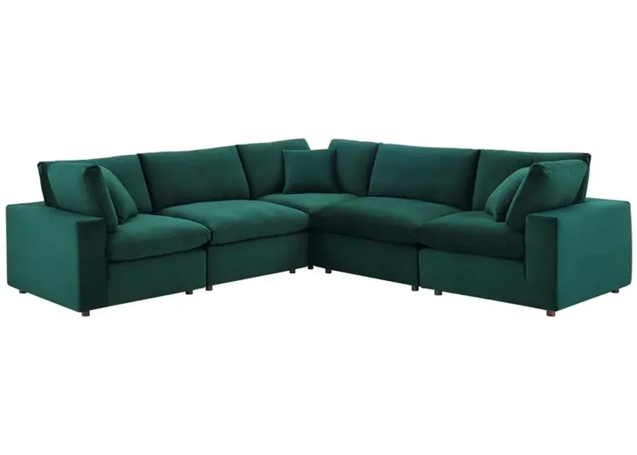 Commix Down Filled Overstuffed Performance Velvet 5-Piece Sectional Sofa